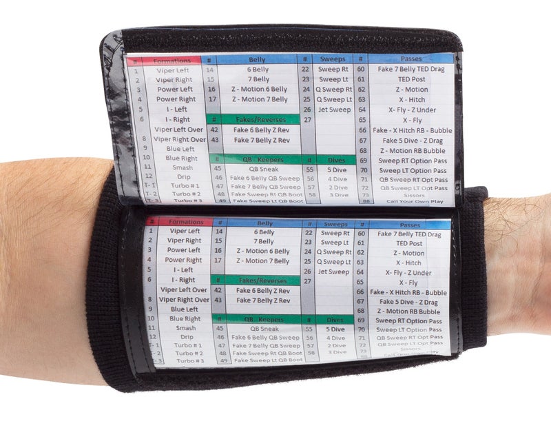 WristCoaches أساور كرة القدم من WristCoaches - معدات ربع اللاعبين للبالغين - كتاب اللعب للأساور - أساور الكرة اللينة للإشارات - أساور كرة القدم، البيسبول و Catchers - أساور بطاقة اللعب QB معدات التدريب - Image 1